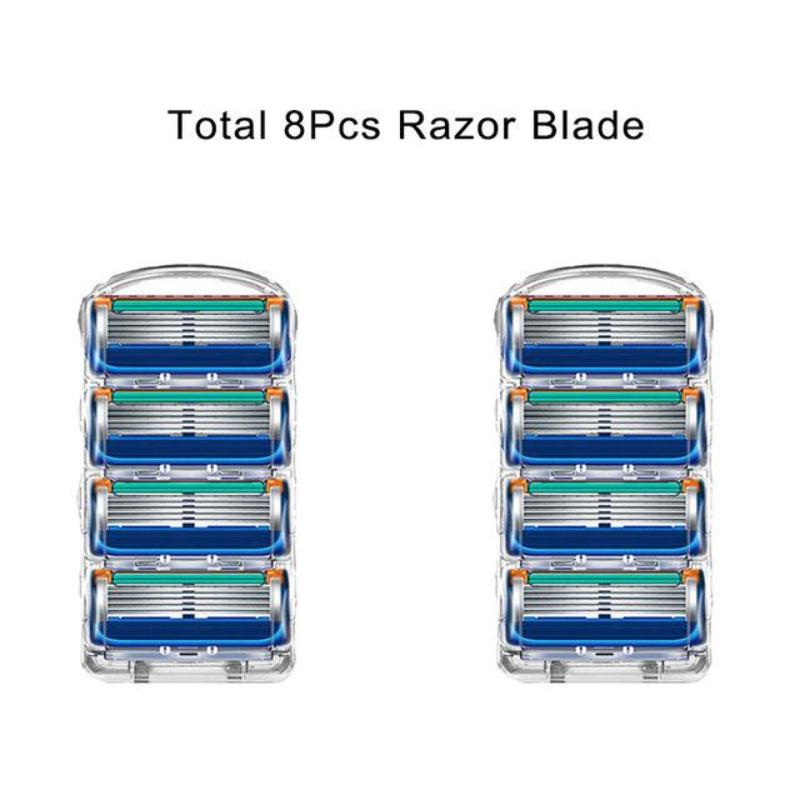 8 шт., сменная головка для бритвенных лезвий для мужчин, ручные безопасные бритвенные лезвия синий