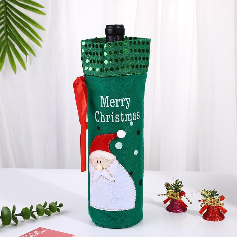 

Блестящий Рождественский Чехол для Винной Бутылки Дед Мороз Снеговик Платье для Бутылки Сумки Реквизит зелёный