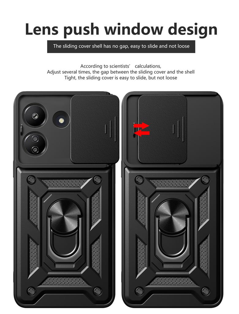 For Xiaomi Poco C65 Case Slide Camera Lens Armor Funda For Poxo Poko Pocco Little C65 C 65 4G Magnetic Holder Ring Protect Cover