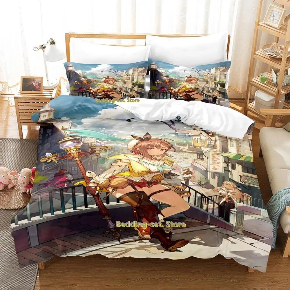 New Atelier Ryza Bedding Set Single Twin Full Queen King Size Bed Set Adult Kid Bedroom Duvetcover Sets Anime Parure De Lit Bed