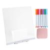 LED Acrylic Dry-Erase Board with 7 Pens Stand Reusable Kids Adults Students Glowing Light-up Clear Acrylic Memo Note Message Writing Board for Office