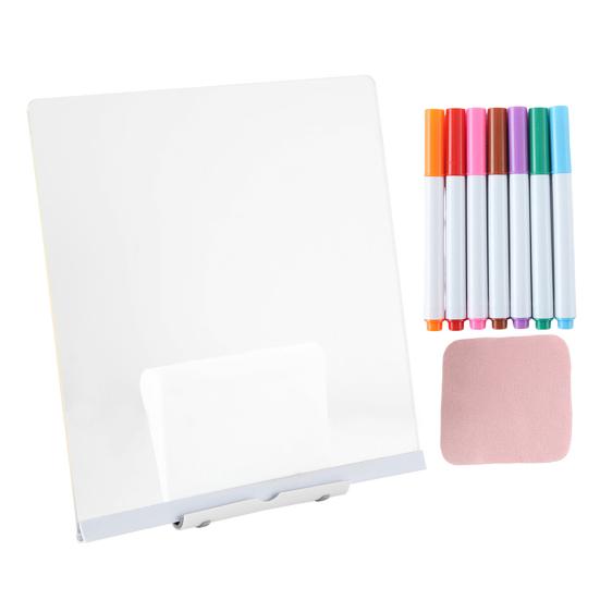 LED Acrylic Dry-Erase Board with 7 Pens Stand Reusable Kids Adults Students Glowing Light-up Clear Acrylic Memo Note Message Writing Board for Office