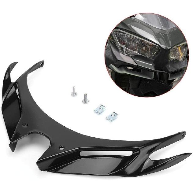 Motorcycle Front Fairing, Front Fairing Aerodynamic Windshield Wing Cover Fits for Ninja 250/400 2018-2020 (Black)