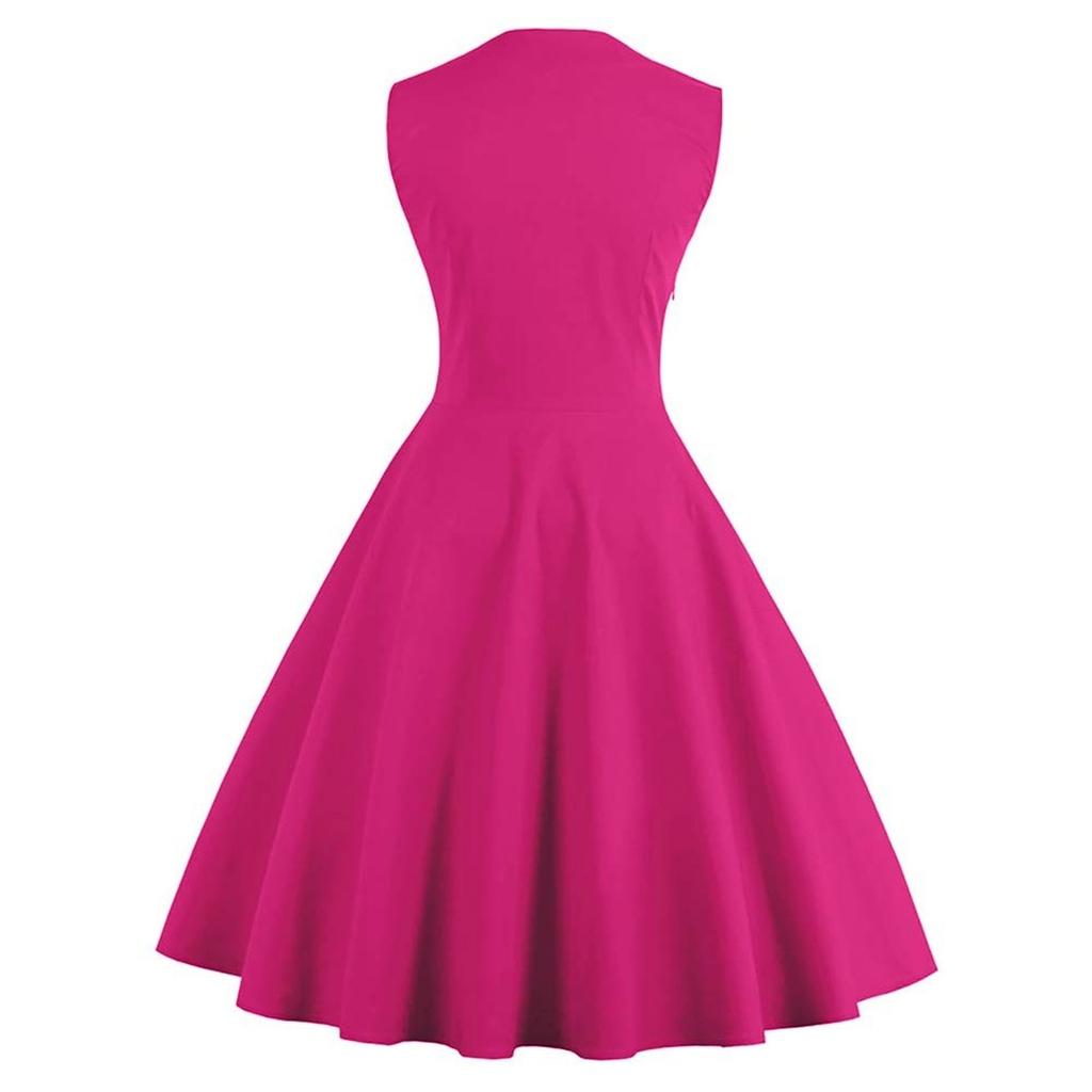 Women's Retro Fitted Sleeveless Polka Dot Print Dress For Performance