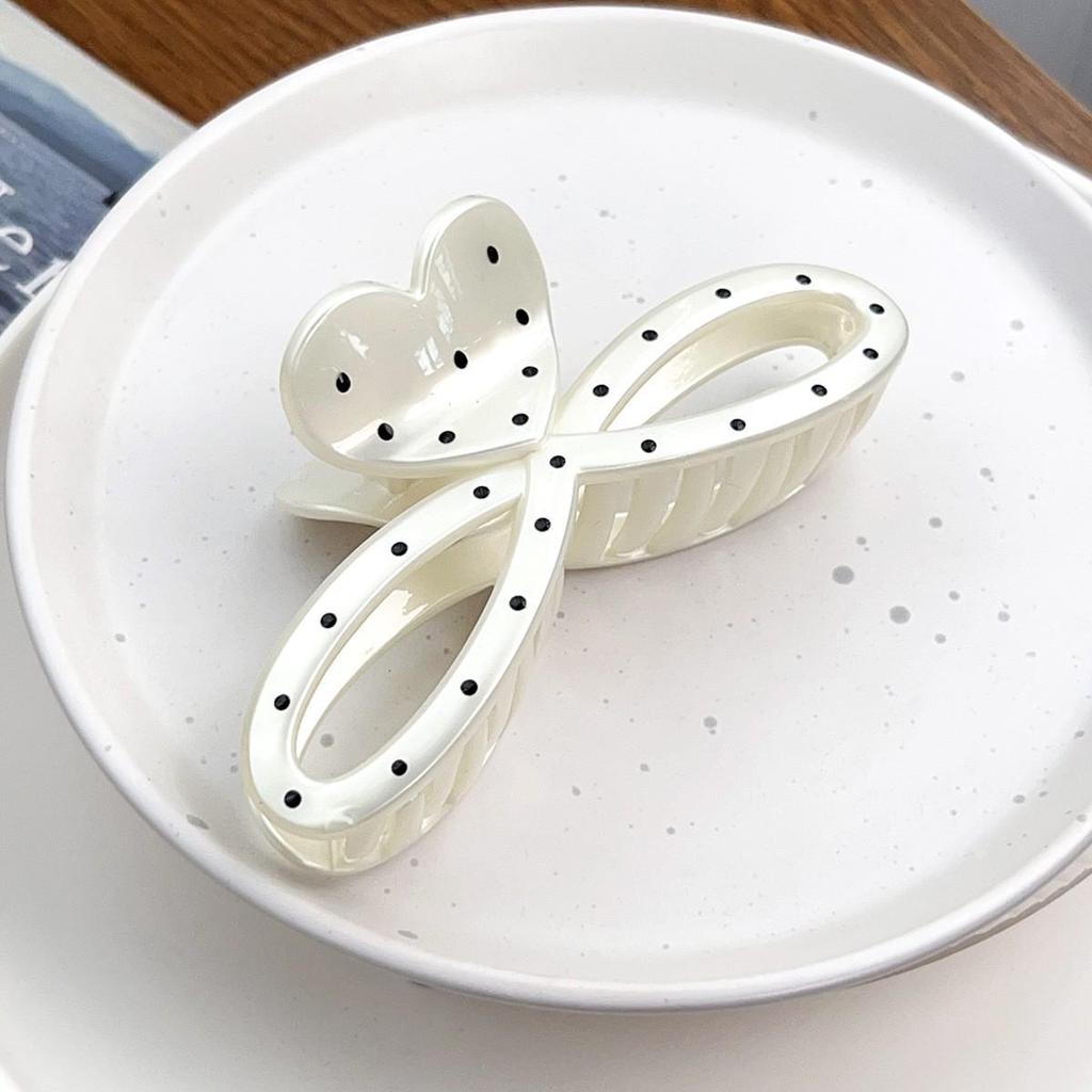 Korean Polka Dot Bow Hair Claw Clip for Thick Hair
