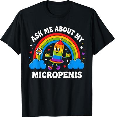 Zabawna koszulka z napisem Zapytaj mnie o mojego mikropenisa, nieodpowiedni humor dla dorosłych