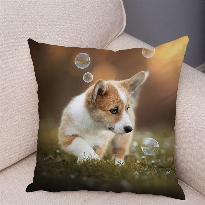 Cute Welsh Corgi Pembroke Dog Pillowcase Cushion Cover Decorative  45x45cm