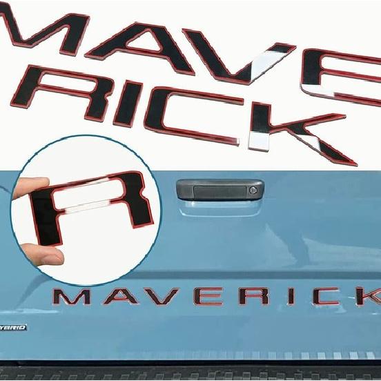 3D Tailgate Letter For -2025 Maverick Emblem Black Red Outline Decor Sticker
