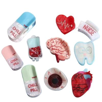 Acryl Krallen-Haarspange Krankenschwester und Arzt Thema Haarnadel, Leichtes Gehäuse und Mehrzahn-Feder für Halb-Hochsteckfrisuren
