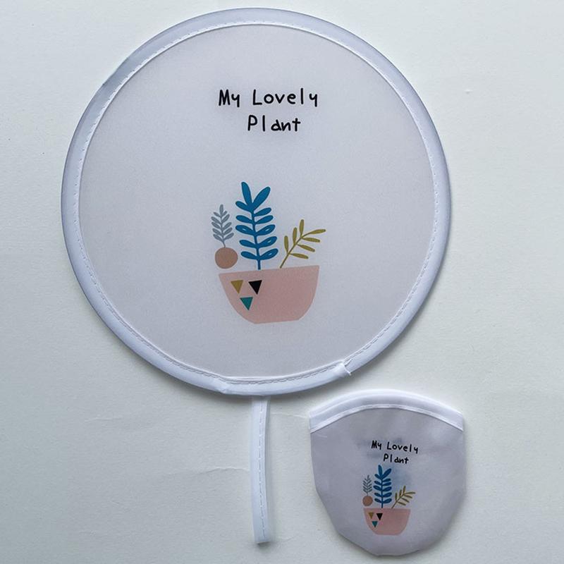 Mini Tragbarer Faltfächer Stoff Fliegender Scheibenfächer Rund Mit Tasche Hand Faltfächer Cartoon Sommer Party Gastgeschenke Geschenk