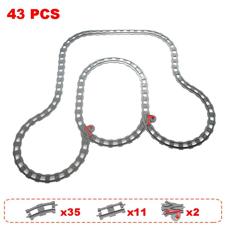 Non-Toxic Rail Transport Big Size Building Blocks Creative Track Accessories Assemble Toys For Children Bricks Compatible City Train Set