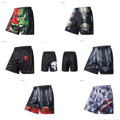 Boxerské šortky Pánske Gym Tréning Šport Kickbox Boje Krátke Nohavice Super Hrdina 3D Vrecko Zips Voľné Fitness Beh BJJ Pánske Šortky