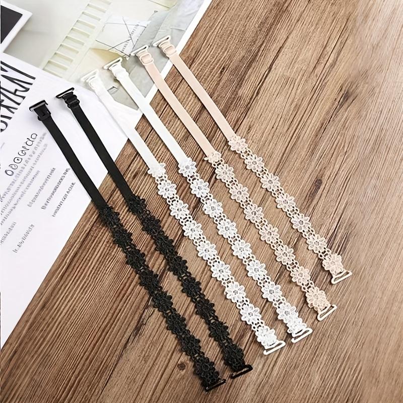 3Pair Lace Flower Embellished Bra Strap, Adjustable Non-slip, Suitable for Women's Underwear and Bra Accessories