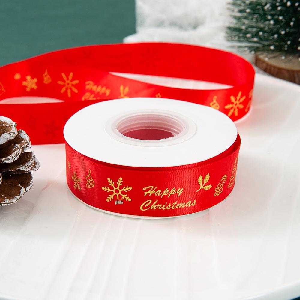 2.5cm Christmas Tree Satin Ribbon for DIY Bows, Flowers, Gift Boxes, and Baking Packaging