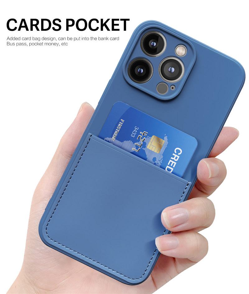 Wallet Cases For iphone 7 8 Plus X Xs Max XR Liquid Silicone Case For iphone 14 13 12 11 Pro Max Mini With Card Holder Cover Funda