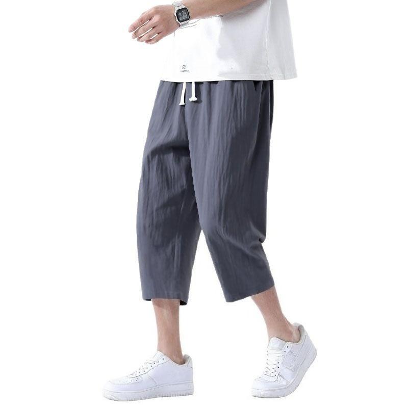 

Summer Casual Linen Short Pants Cotton Straight Mens Lightweight Shorts Large Solid Color Gym Fifth Beach Short Pants 5XL темно-сірий колір