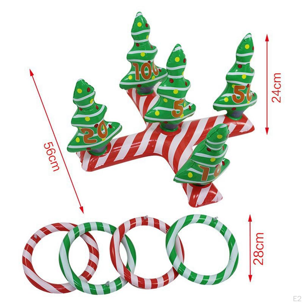 Inflatable Ring Toss Set Christmas Tree Decoration Throwing Game Supplies Family Favors Kids Adults