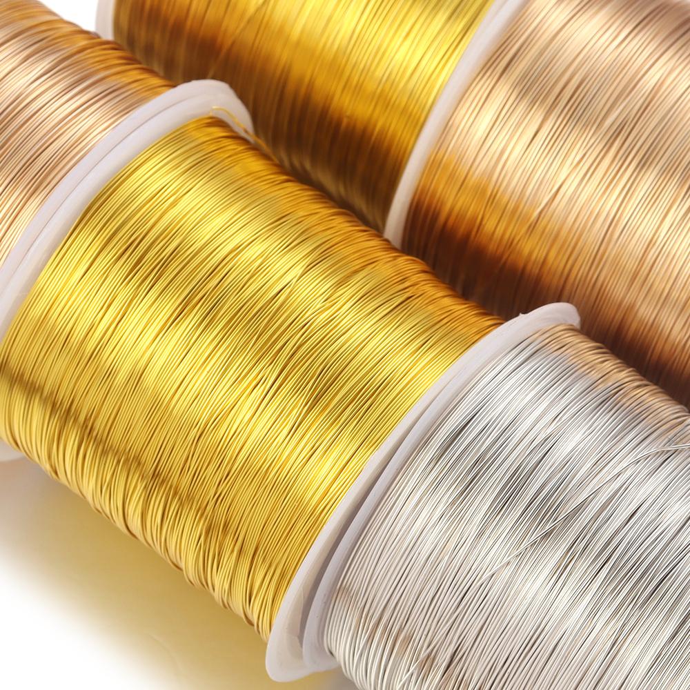15-100Meters/Roll Gold Plated Copper Wire Bead Thread DIY Jewelry Making Metal Wire For Handmade Bracelets Jewelry Crafts