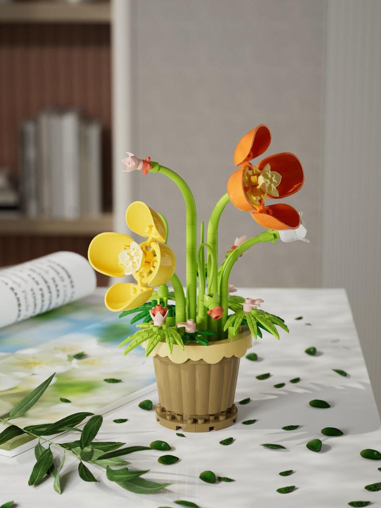 Sunflower & Rose Flower Building Blocks Toy Set for Kids - Assembled & Qixi Gift, Lego Compatible