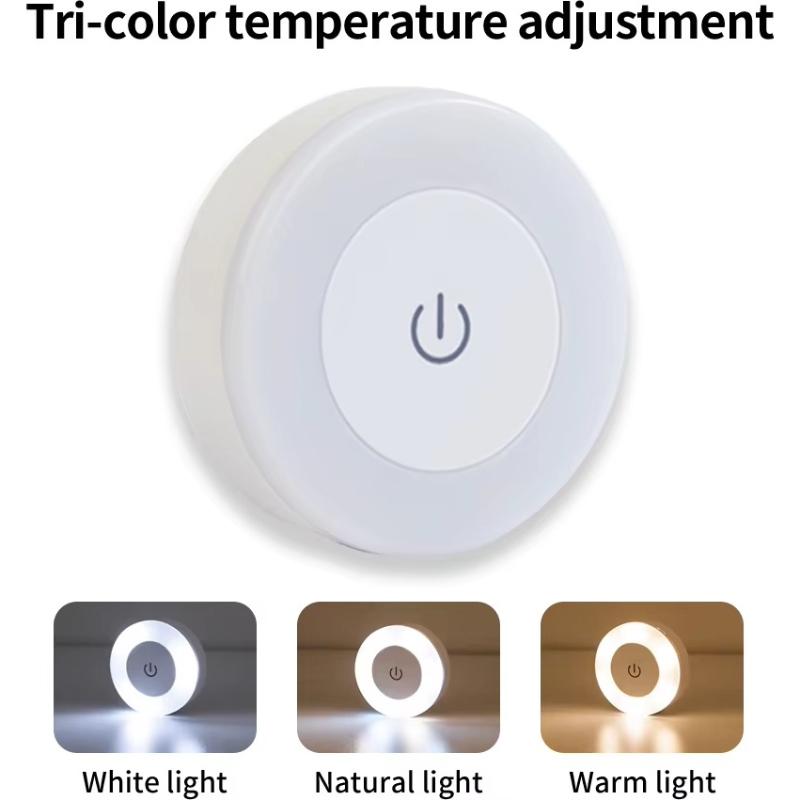 Round Led Wall Lamp Rechargeable Night Light with Touch Switch Dimmable Magnetic Book Light for Reading Bedroom Cabinet Closet