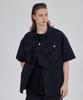 Kallapataleu Nylon Taslan Offset Zip Pocket Half Shirts - Black