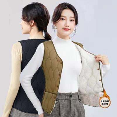 Liner Vest Women's Short Velvet Thickened Slim-fitting Warm Vest for Middle-aged and Elderly People In Autumn and Winter