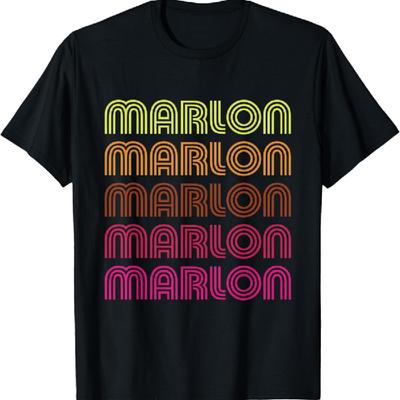 First Name Marlon Funky Retro Vintage Disco Design T-Shirt
