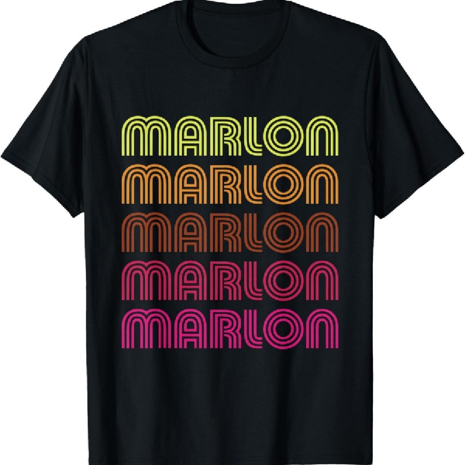 First Name Marlon Funky Retro Vintage Disco Design T-Shirt XXXXXL чёрный