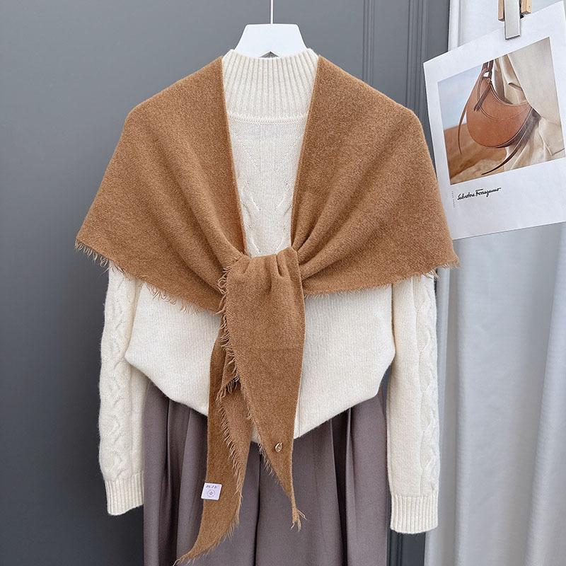 AIM physical wool triangle scarf, women's fringed casual loose literary scarf shawl, soft and skin-friendly scarf