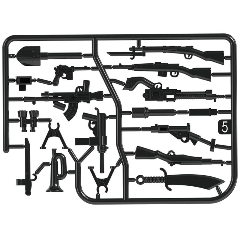 Contenedor Beige MOC Cajas de Armas Militares Ladrillos Accesorios Escena del Ejército WW2 Piezas de Bloques de Construcción Envío SWAT