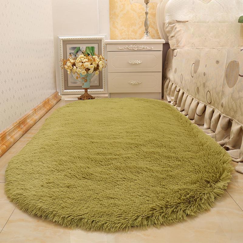 Oval Fluffy Carpet Shaggy Rug Bedside Mat Cute Colorful Living Room Rug Long Hair Carpet Home Decoration