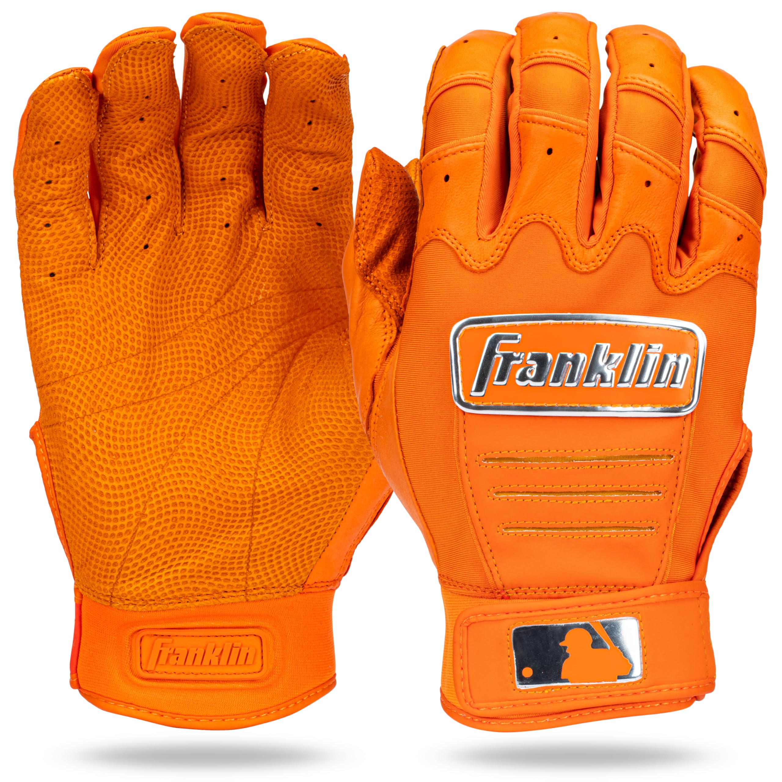 

Franklin Sports MLB CFX Pro Batting Gloves Pair Large Adult and Youth Orange Chrome M Size Baseball Softball Gear