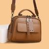 Popular Soft Leather Portable Small Square Bag Simple Versatile Multi-layer Practical Women's Bag Shoulder Crossbody Bag