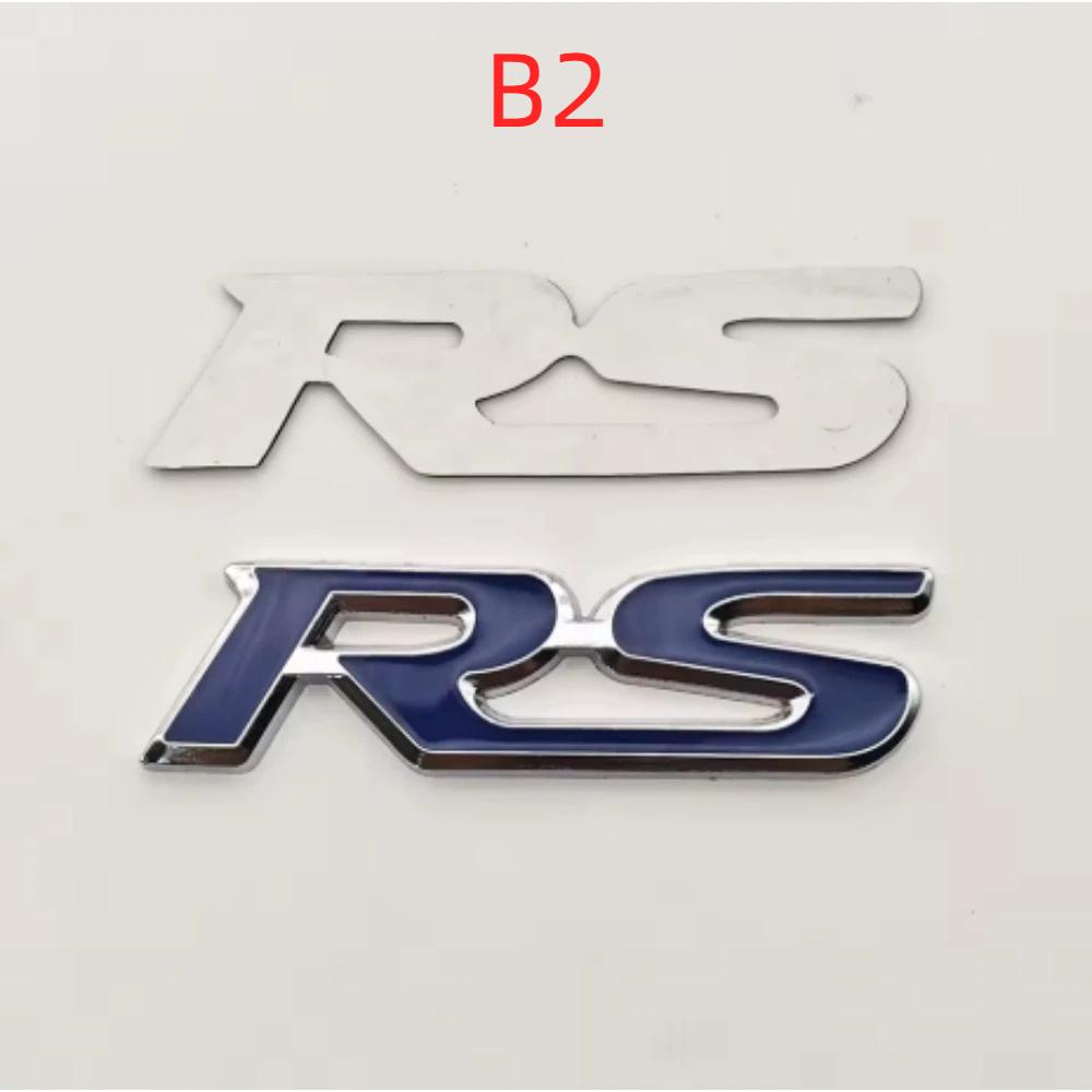 3D Metal Car Front Grille Emblem RS Logo Badge Rear Trunk Fender Sticker