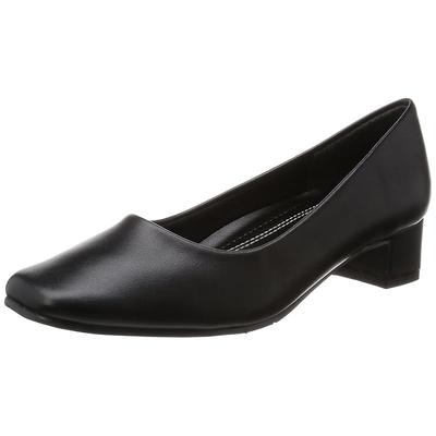 [Romeo Valentino] Square Toe, 3.5cm Heel, 3E Width, PU Leather, VB3370, Women's, Black, Size 23.5 Cm (3E)