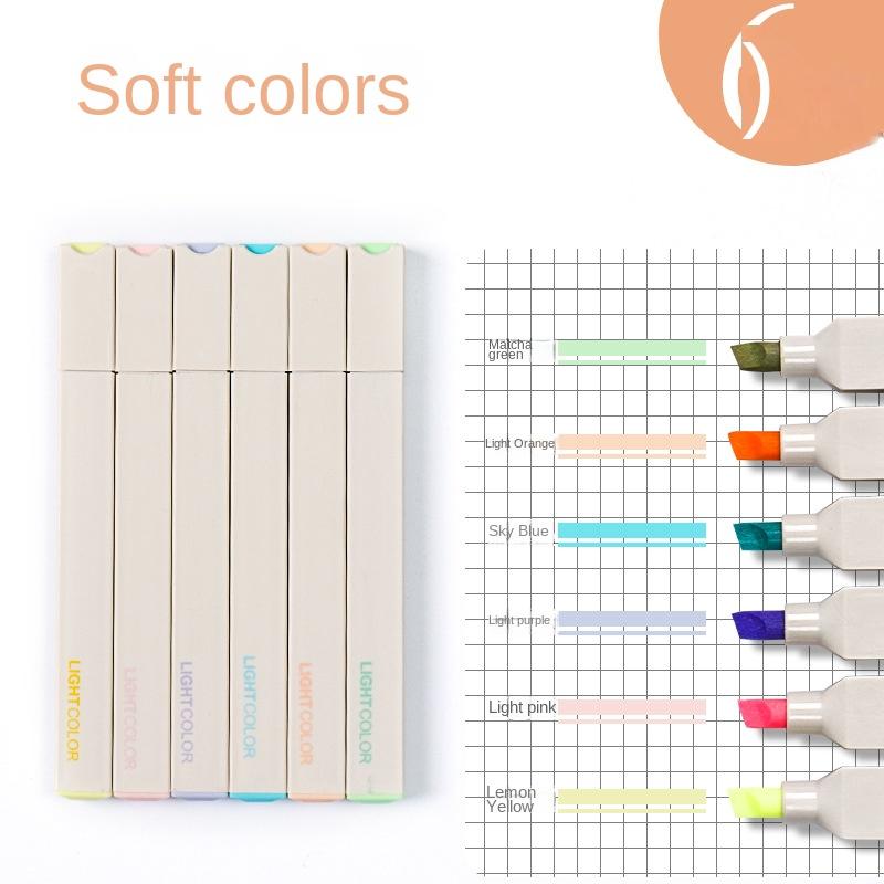 6PCS Pastel Highlighters Fluorescent Pen Highlighter Stationery Kawaii Kawaiii Supplies Marker Pens Colored Markers Adorable Pencils