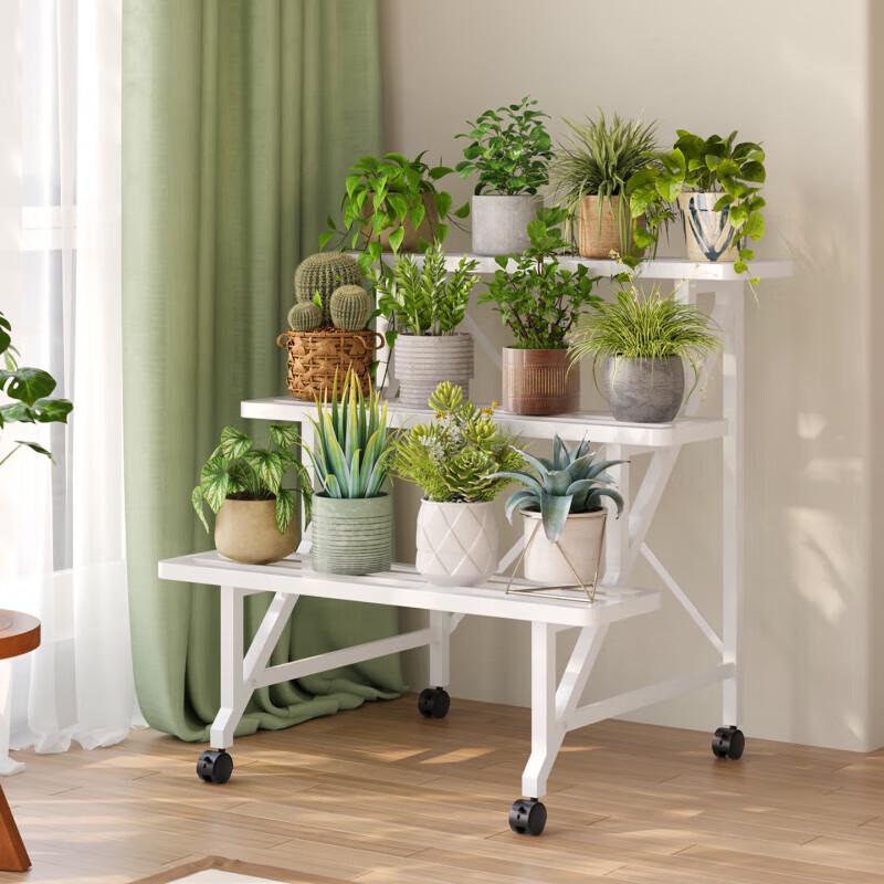 Ladder-Style Movable Metal Plant Stand & Storage Rack