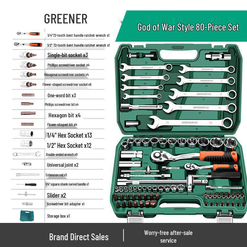 Multifunctional Car Repair Tool Set with Ratchet Socket Wrench