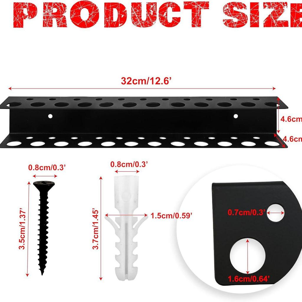 Wall-Mounted Wrought Iron Tool Storage Rack for Screwdrivers, Hammers, Needle-Nose Pliers