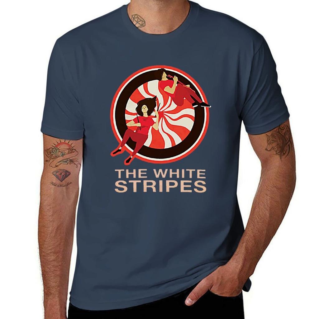 White Stripes TShirt Large Size Basic Casual TShirt