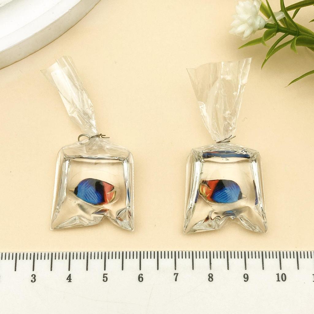 10 Goldfish Water Bag Earrings: Transparent Resin Pendant Jewelry DIY Kit