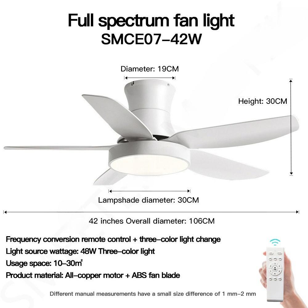 

42 52 Lamp Balcony Fan Ceiling Fan With Light LED Full Spectrum Fan Frequency Conversion Remote Control Ceiling Fan Light SMCE07-42W