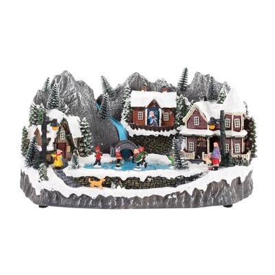 Resin Plastic Holiday Music Houses Ornament With Removable Component Battery USB Powered For DIY Decoration