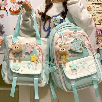 Schultasche süßes Mädchen Umhängetasche hoher Wert Dopamin kontrastierende Farbe Grund- und Sekundarschüler 3-6 zweiteiliger Rucksack