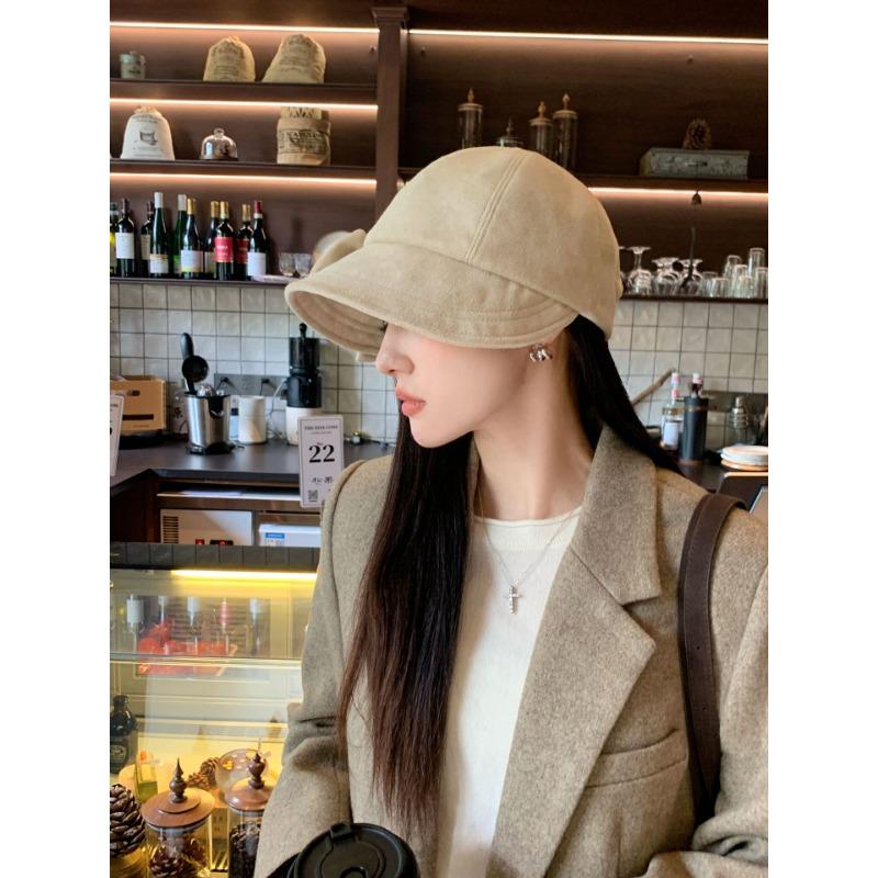 Women S Korean Style Winter Autumn Octagonal Hat Bow Decor Warm Sun Protection Cap