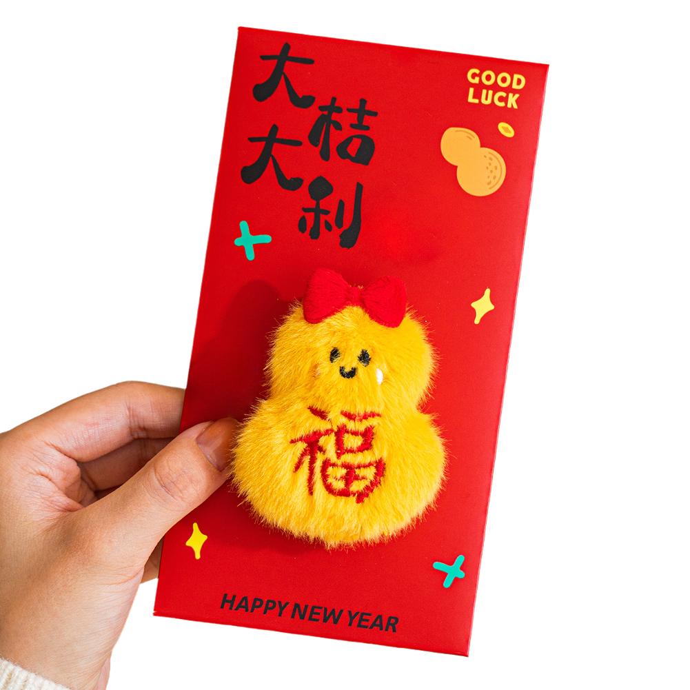 Red Envelopes with 3D Plush Doll Design Money Envelopes for Christmas Wedding Birthday Home Chinese New Year Red Packets