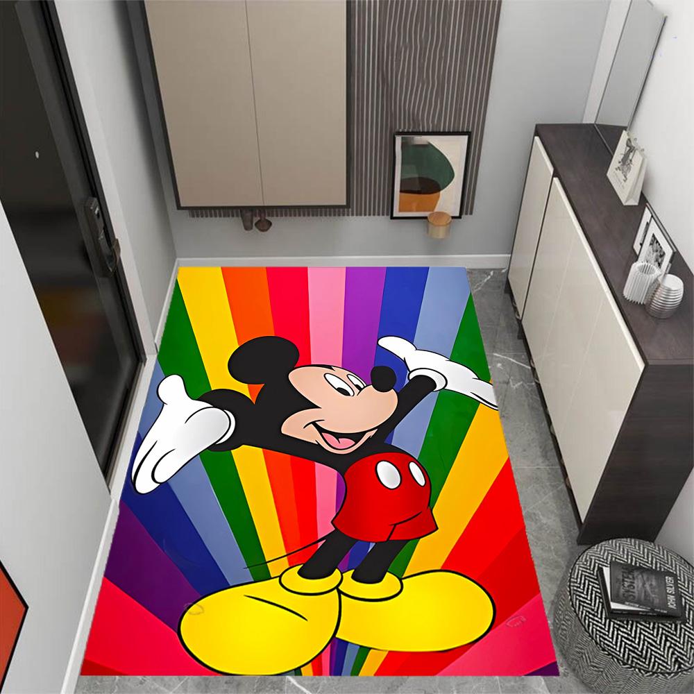 Mickey Mouse Adventure Disney Cartoon Theme Anti-Slip Rug - Polyester, Home Decor, Suitable for Bedrooms, Living Rooms, Doorways, and Studios