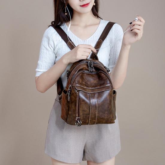 Women's Backpack Purse Multifunctional Retro Shoulder Bag Rucksack with Multiple Pockets