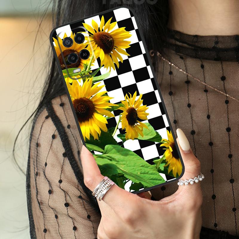 

Checkerboard Sunflower Case For Oppo A16 A76 A96 A17 A18 A60 A80 A40 A38 A58 A78 A98 A94 A74 A54 A15 A57 A77 A5 Pro OPPO A40 A40m