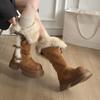 Thick-soled two-wear fluffy snow boots, winter thin Northeast boots, tall and velvet but knee boots